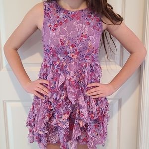 Knitworks purple floral layered dress, sz 12